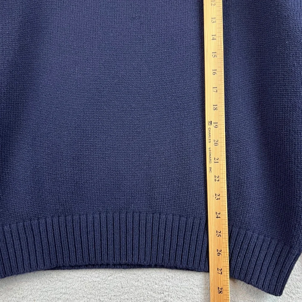 Polo Ralph Lauren Navy Blue 100% Lambswool Quarter Zip Sweater Mens Large